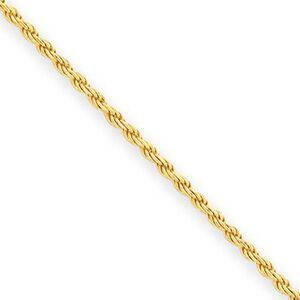 1.9mm Gold-Tone Plated Sterling Silver D/C Solid Rope Chain, 18 Inch